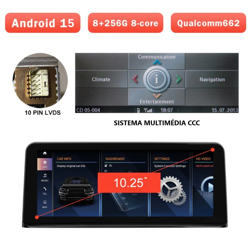 BMW - Série 3 / 4 - CCC CIC NBT EVO - Ecrã Touch Screen Android 15 - Apple CarPlay & Google Android Auto Wireless