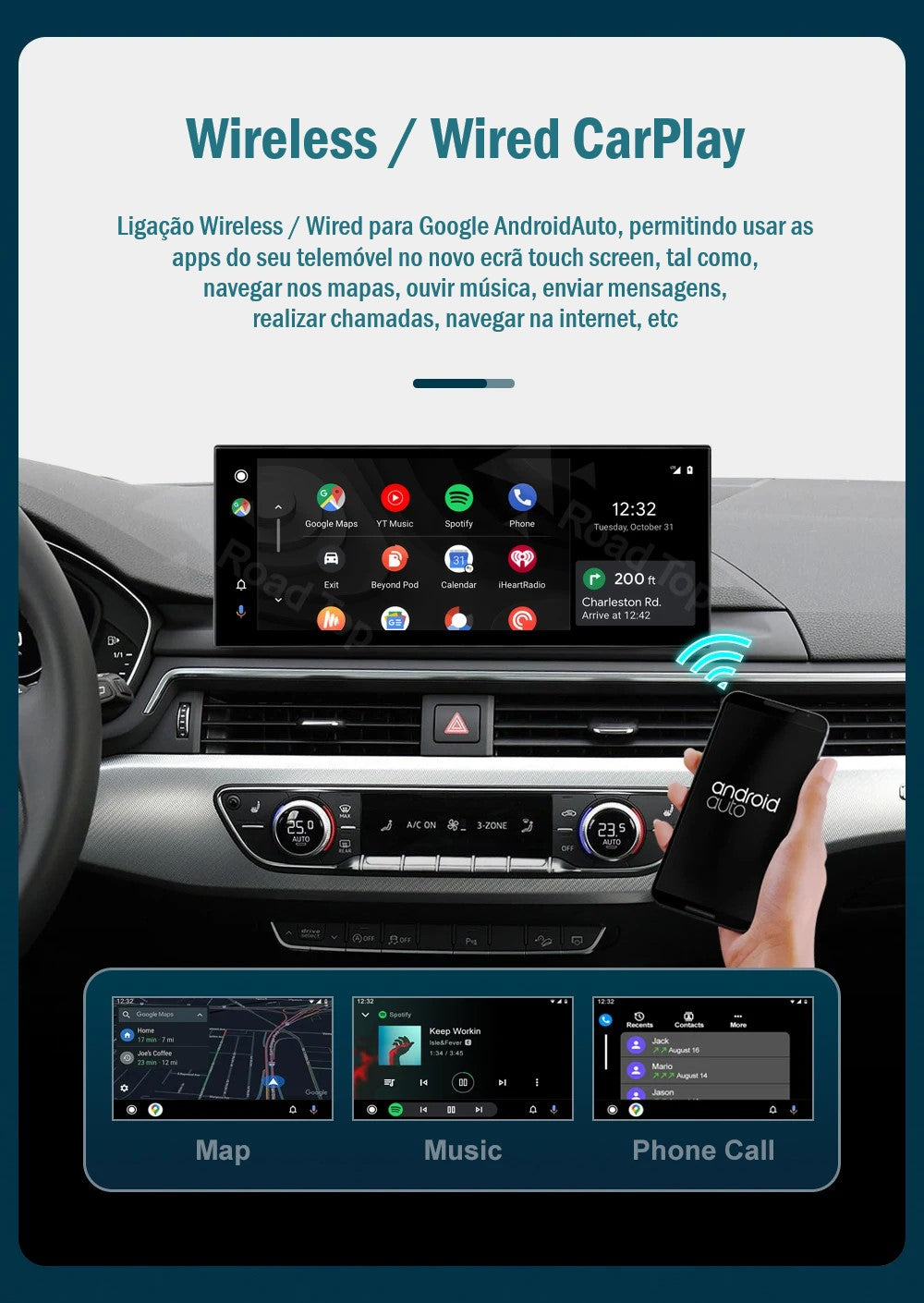 AUDI - A4 / A5 - MMI MIB 2 LOW (MHS2) & HIGH (MHI2) - Ecrã Touch Screen Android 14 - Apple CarPlay & Google Android Auto Wireless