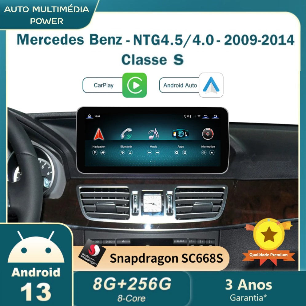 MERCEDES-BENZ - Classe S - Ecrã Touch Screen Android 14 - Apple CarPlay & Google Android Auto Wireless