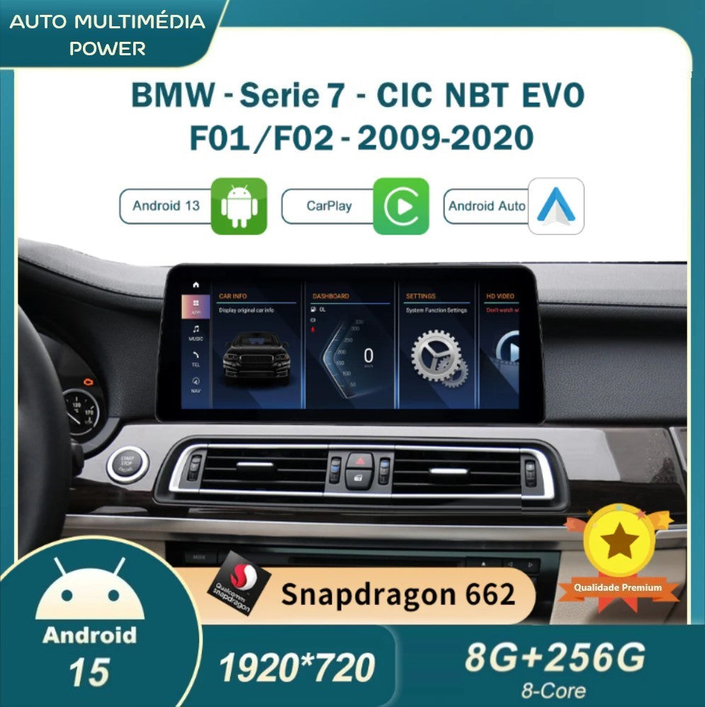 BMW - Série 7 - CCC CIC NBT EVO - Ecrã Touch Screen Android 15 - Apple CarPlay & Google Android Auto Wireless