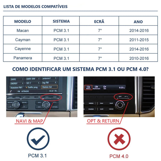 PORSCHE - Sistema PCM 3.1 - Instalação Função Apple CarPlay & Google Android Auto Wireless