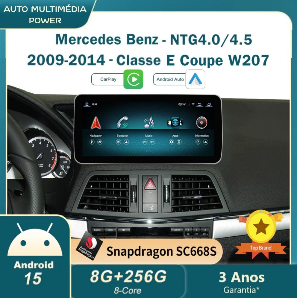 MERCEDES-BENZ - Classe E Coupé - Ecrã Touch Screen Android 15 - Apple CarPlay & Google Android Auto Wireless