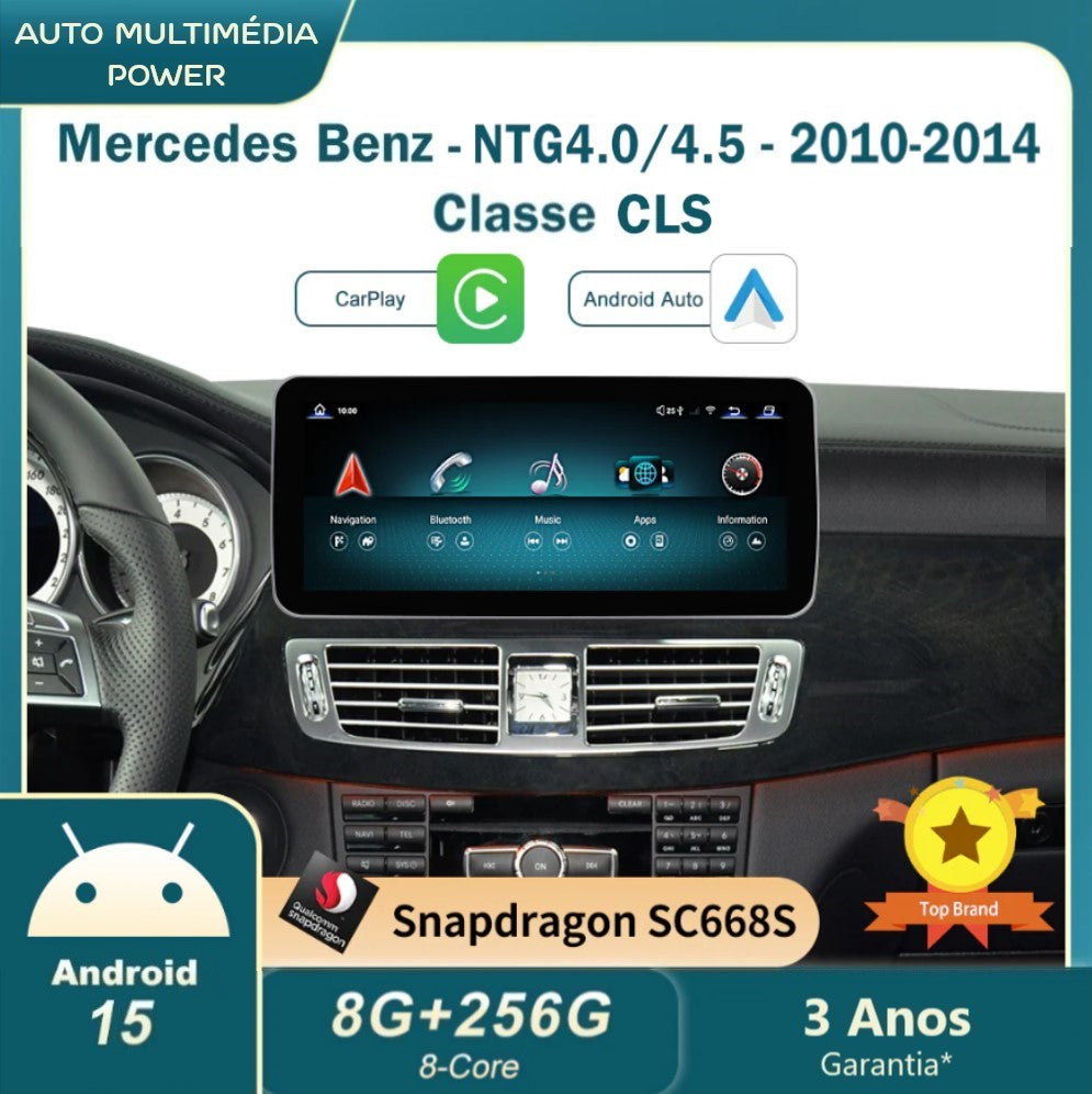 MERCEDES-BENZ - Classe CLS - Ecrã Touch Screen Android 15 - Apple CarPlay & Google Android Auto Wireless