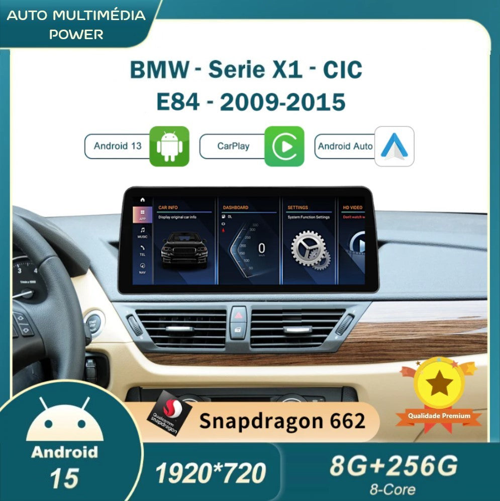 BMW - X1 - CIC NBT EVO - Ecrã Touch Screen Android 15 - Apple CarPlay & Google Android Auto Wireless