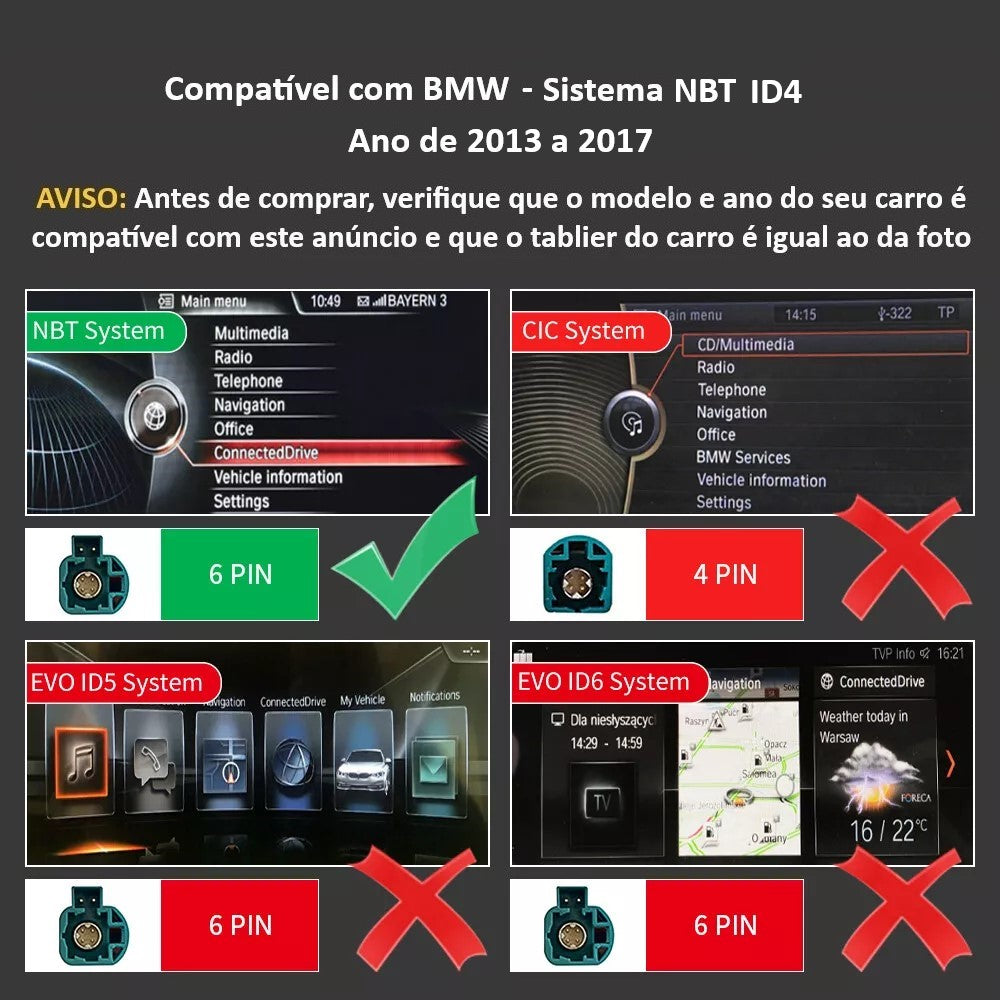 BMW - Sistema NBT ID4 - Instalação Box / Módulo Apple CarPlay & Google Android Auto Wireless
