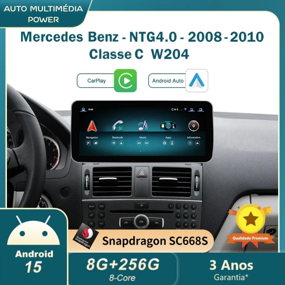 MERCEDES-BENZ - Classe C / GLC / V - Ecrã Touch Screen Android 15 - Apple CarPlay & Google Android Auto Wireless
