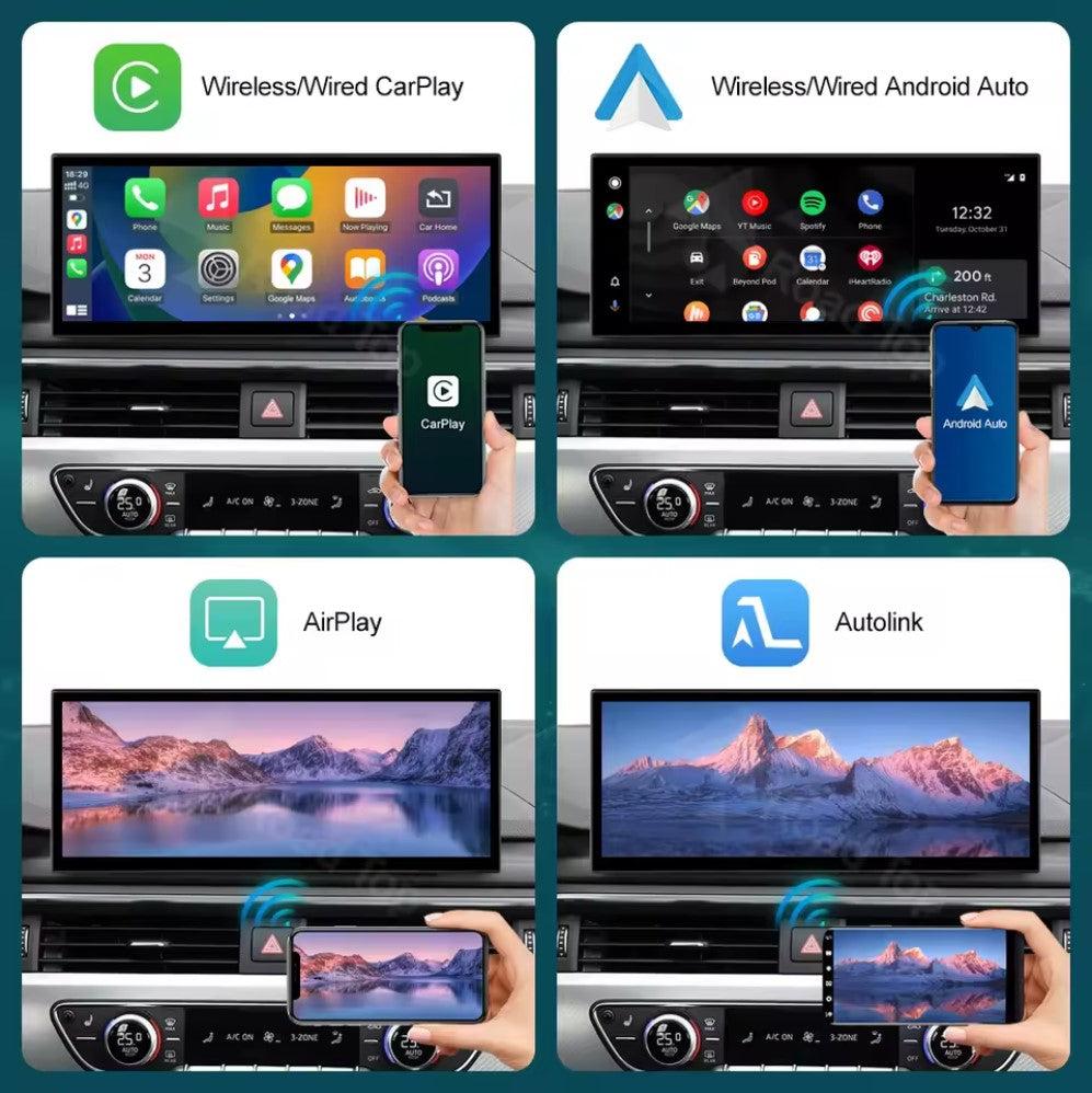 AUDI - A4 / A5 - MMI MIB 2 LOW (MHS2) & HIGH (MHI2) - Ecrã Touch Screen Android 14 - Apple CarPlay & Google Android Auto Wireless