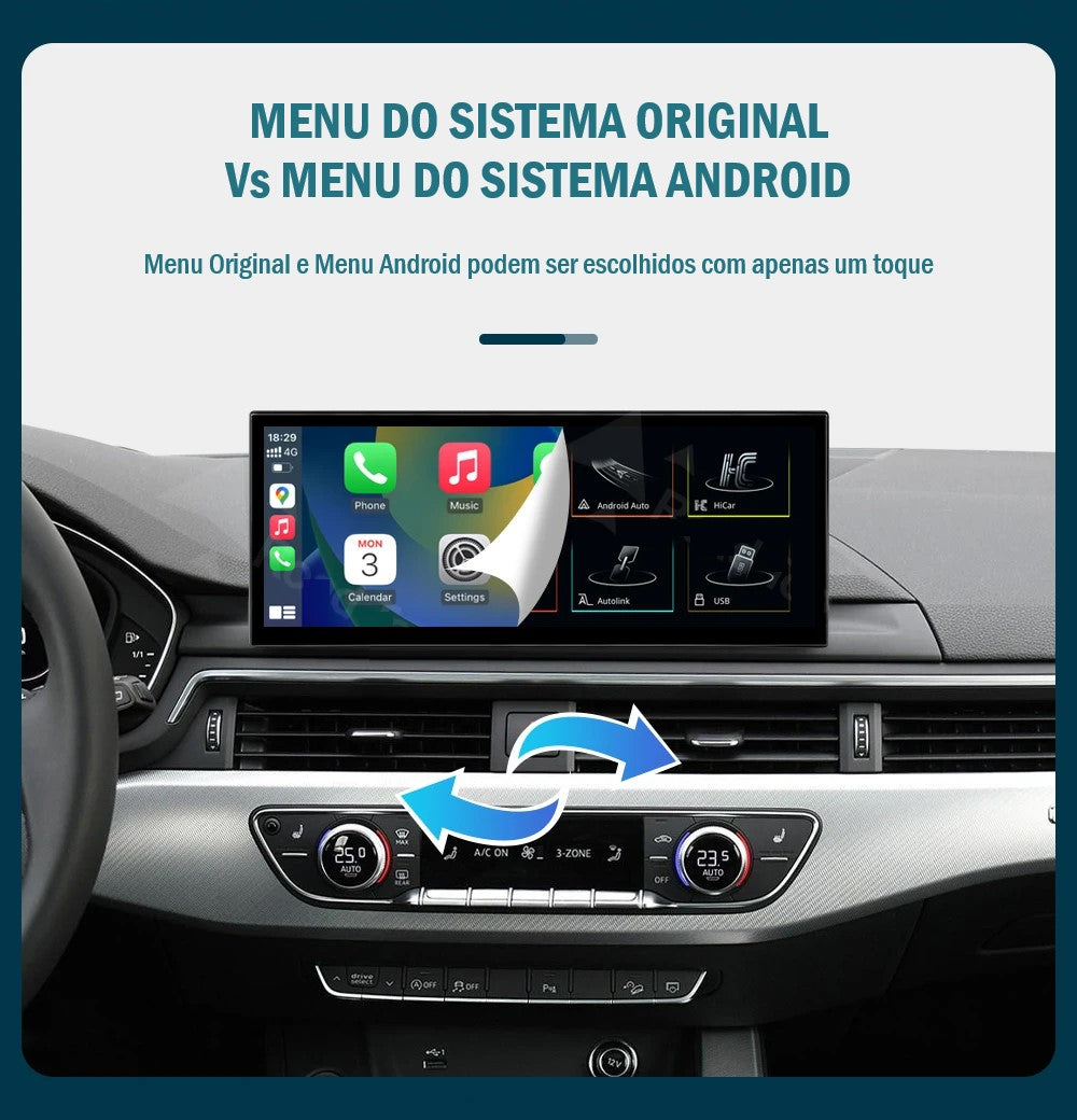 AUDI - A4 / A5 - MMI MIB 2 LOW (MHS2) & HIGH (MHI2) - Ecrã Touch Screen Android 14 - Apple CarPlay & Google Android Auto Wireless