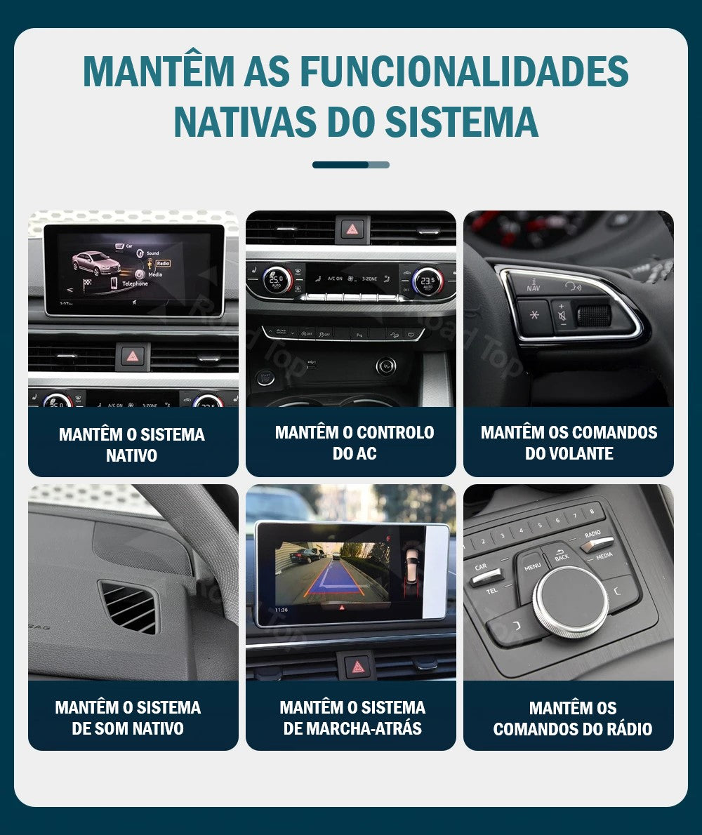 AUDI - A4 / A5 - MMI MIB 2 LOW (MHS2) & HIGH (MHI2) - Ecrã Touch Screen Android 14 - Apple CarPlay & Google Android Auto Wireless