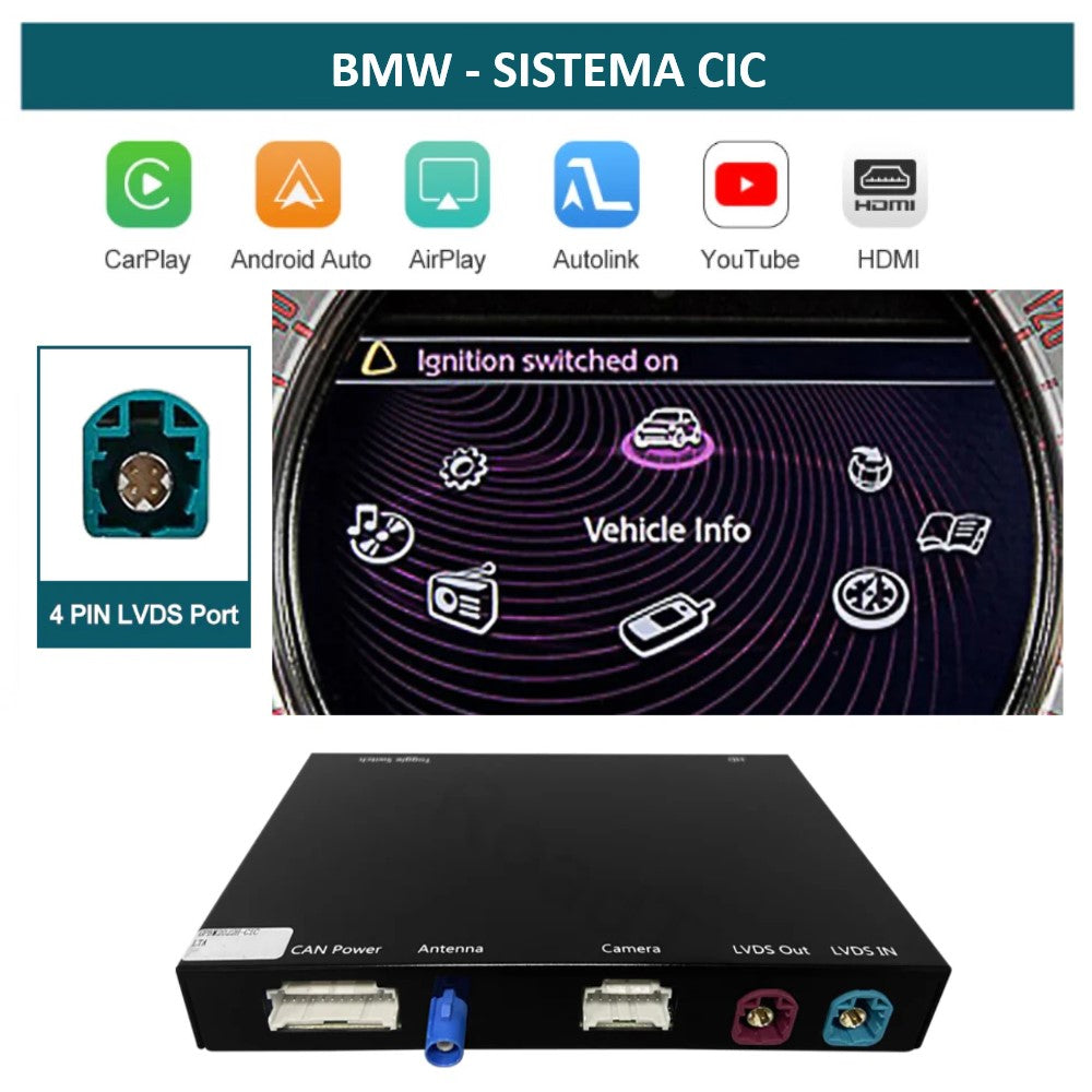 BMW - Sistema CIC - Instalação Módulo Apple CarPlay & Google Android Auto Wireless