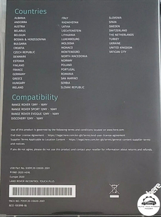 JAGUAR - Sistema Gen 2.1 InControl Touch Plus - Pen USB Atualização Mapas GPS Nav v2020