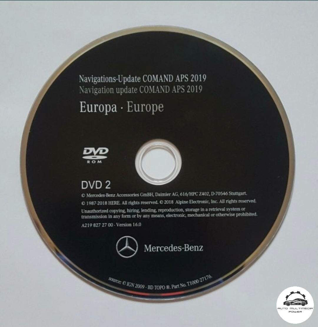 MERCEDES-BENZ - Sistema NTG 2.5 COMAND - DVD Atualização Mapas GPS NAV Europa v16 2019