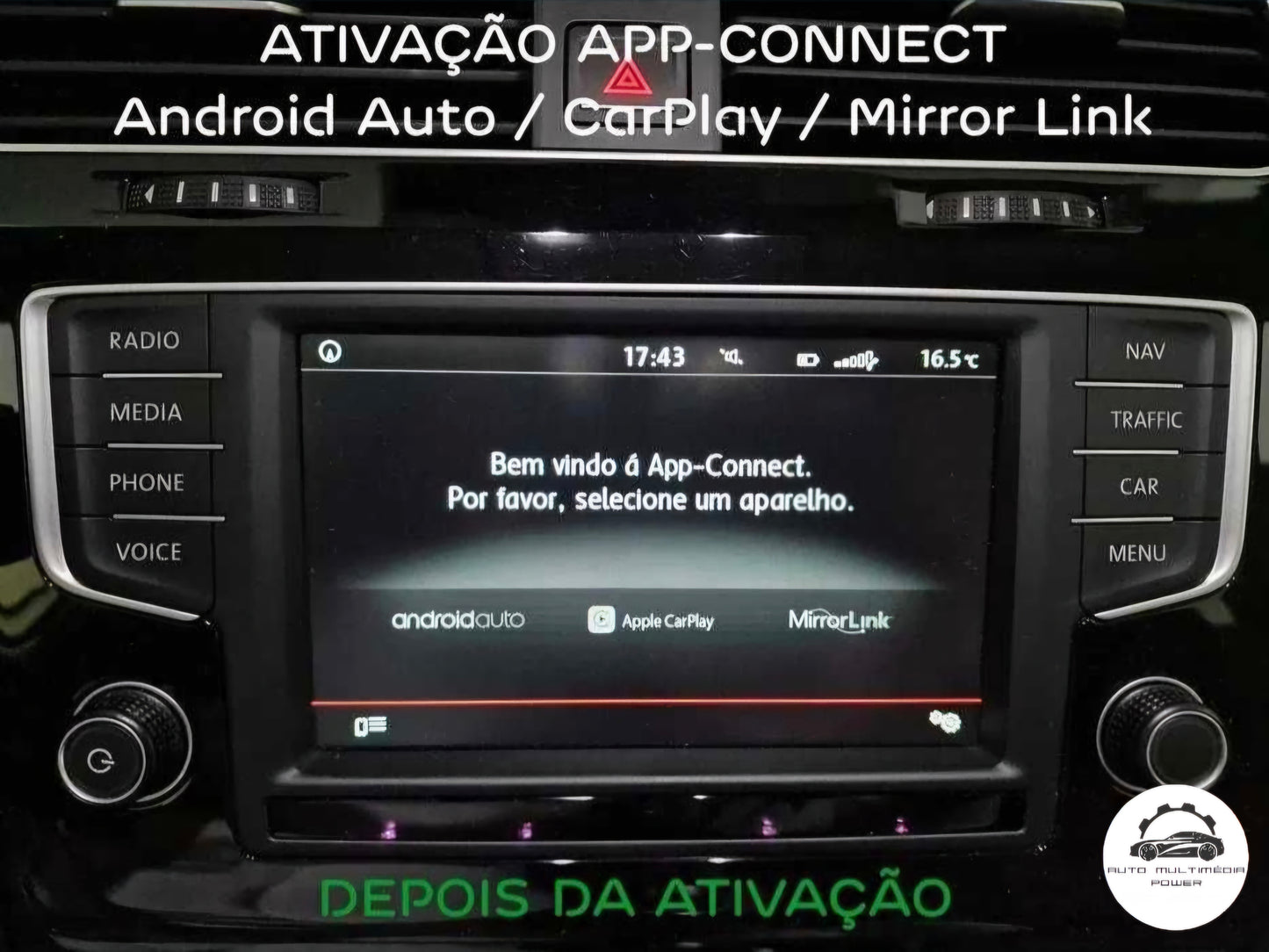 VOLKSWAGEN VW - Sistema Discover Media Gen 2 - Ativação App-Connect CarPlay & Android Auto + Retrofit Porta USB