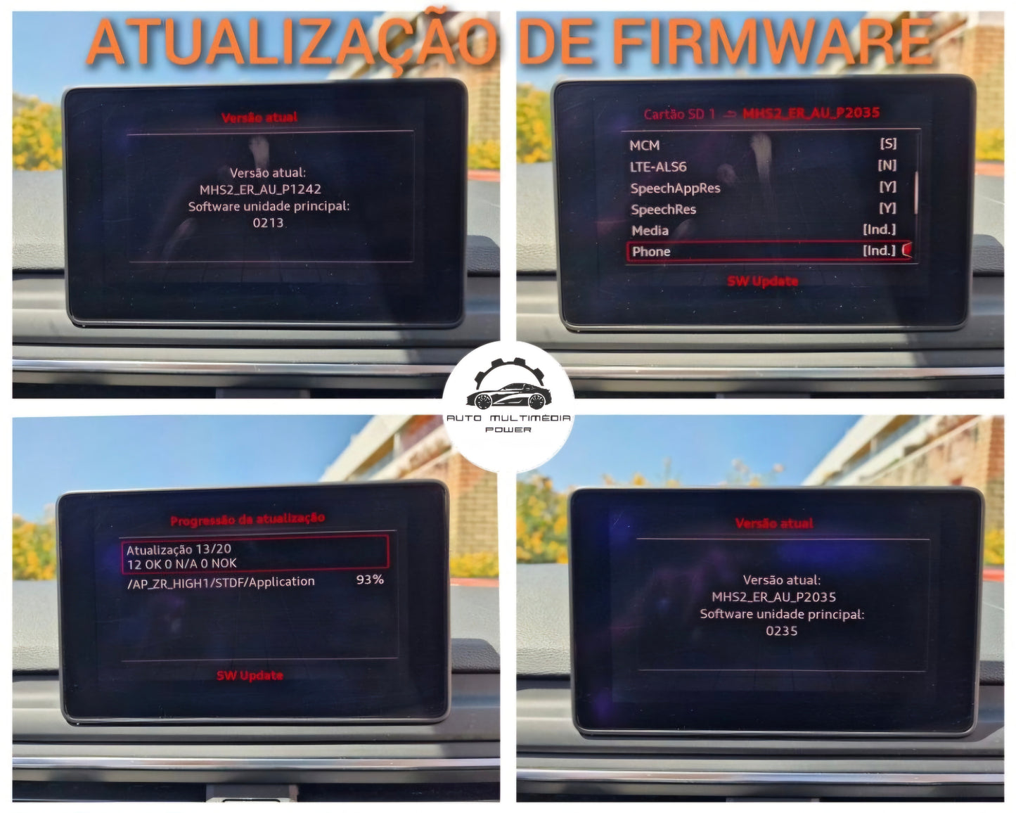 AUDI - Sistema MMI MIB-HS (MIB 2 Low) - Cartão SD Atualização Software + Mapas GPS Nav 2026