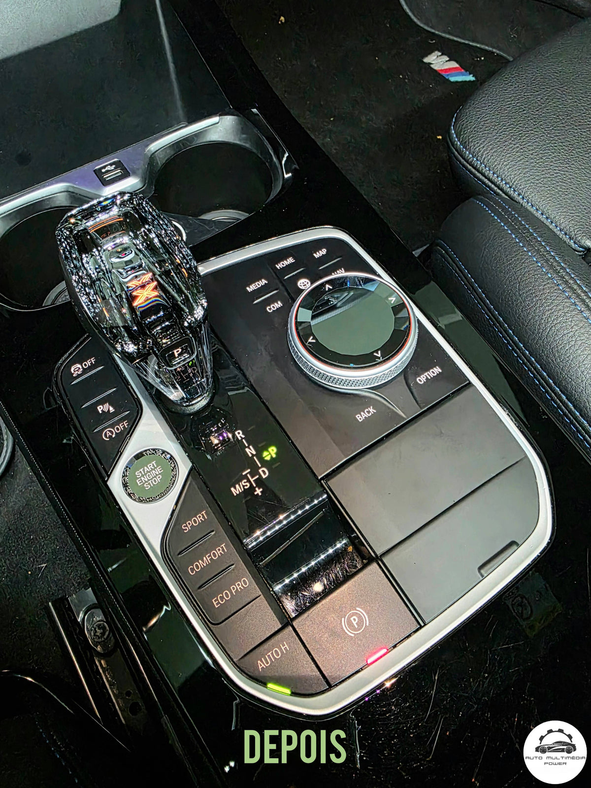 BMW - KIT Manete de Mudanças em Cristal & Botões Multimédia em Cristal - Veículos com Plataforma MGU