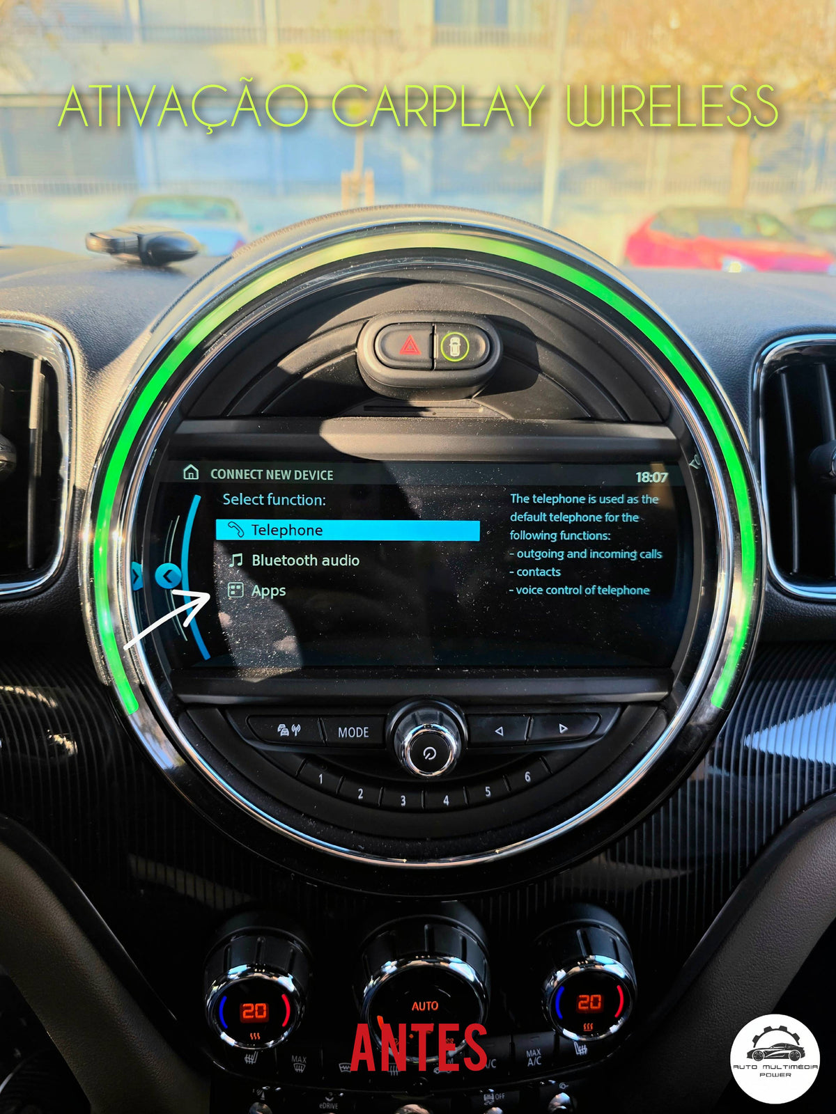 MINI - Sistema EVO ID5 & ID6 - Ativação Apple CarPlay + VIM + Espelhamento Ecrã Android