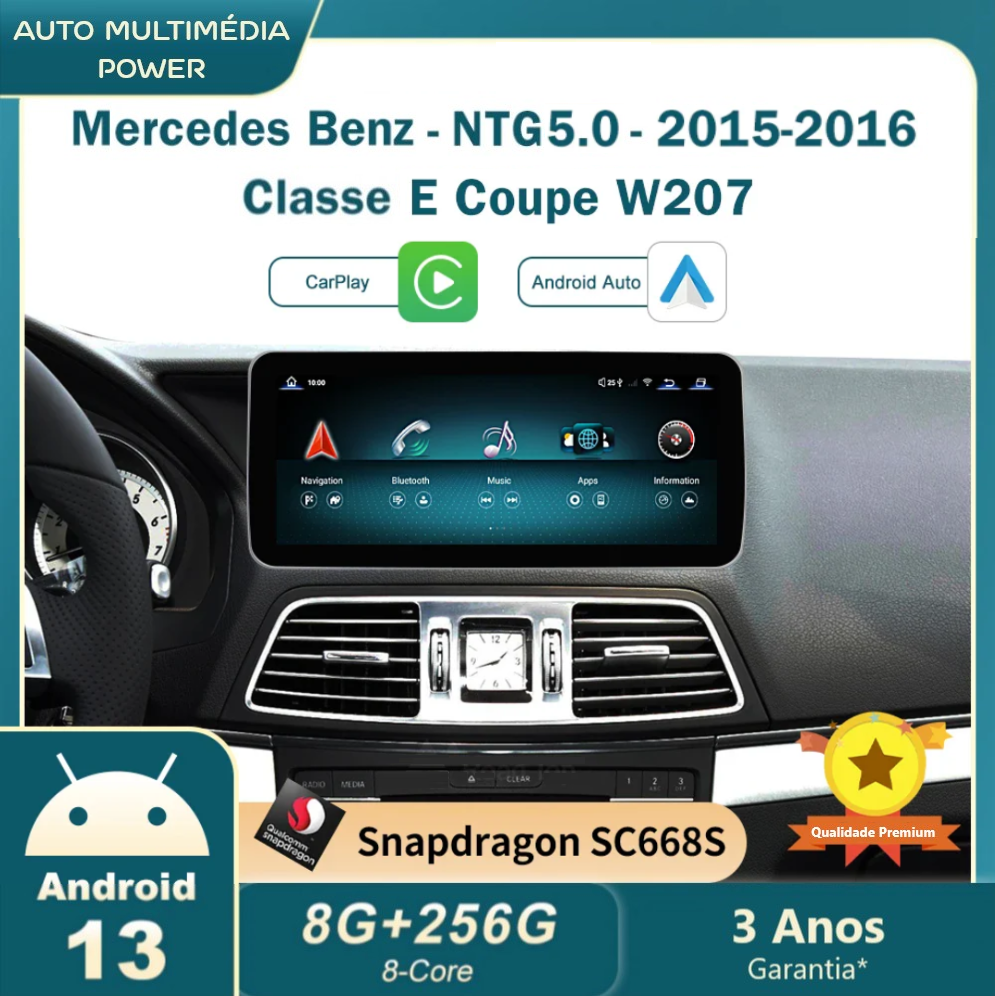 MERCEDES-BENZ - Classe E Coupé - Ecrã Touch Screen Android 13 - Apple CarPlay & Google Android Auto Wireless