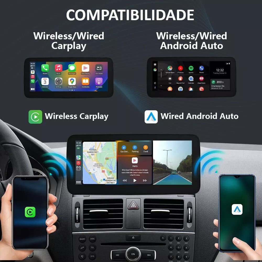 MERCEDES-BENZ - Classe ML / GL / SLC / SLK - Ecrã Touch Screen Android 13 - Apple CarPlay & Google Android Auto Wireless