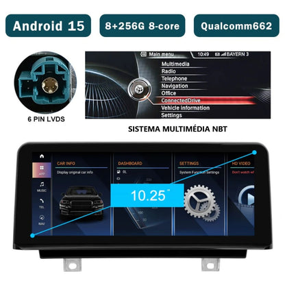 BMW - Série 3 / 4 - CCC CIC NBT EVO - Ecrã Touch Screen Android 15 - Apple CarPlay & Google Android Auto Wireless