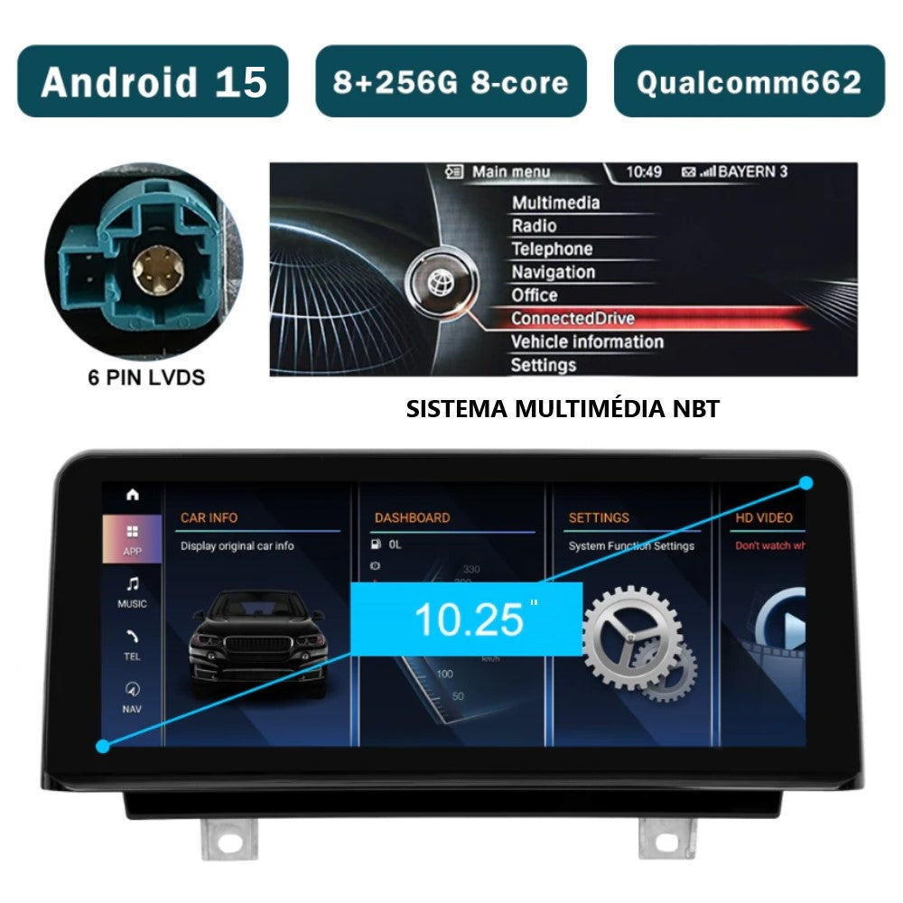 BMW - Série 5 - CIC NBT EVO - Ecrã Touch Screen Android 15 - Apple CarPlay & Google Android Auto Wireless