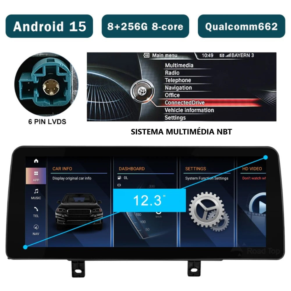 BMW - Série 5 - CIC NBT EVO - Ecrã Touch Screen Android 15 - Apple CarPlay & Google Android Auto Wireless