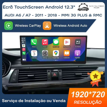 AUDI - A6 / A7 - MMI 3G PLUS (HN+) & RMC - Ecrã Touch Screen Android 14 - Apple CarPlay & Google Android Auto Wireless