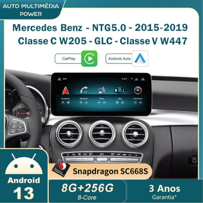 MERCEDES-BENZ - Classe C / GLC / V - Ecrã Touch Screen Android 13 - Apple CarPlay & Google Android Auto Wireless