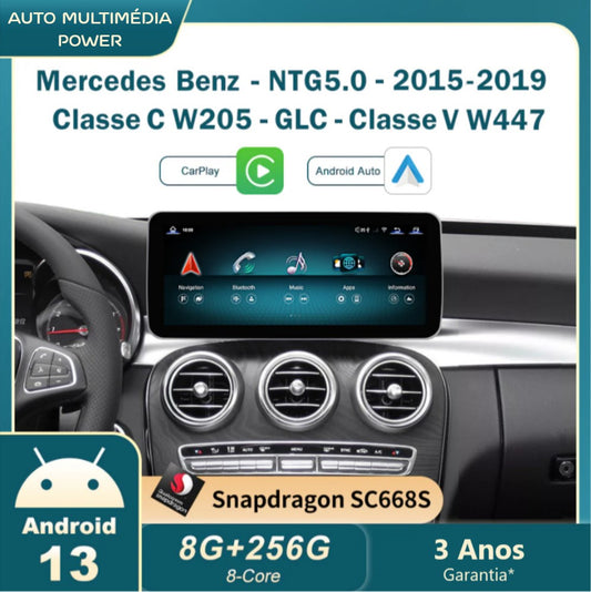 MERCEDES-BENZ - Classe C / GLC / V - Ecrã Touch Screen Android 13 - Apple CarPlay & Google Android Auto Wireless