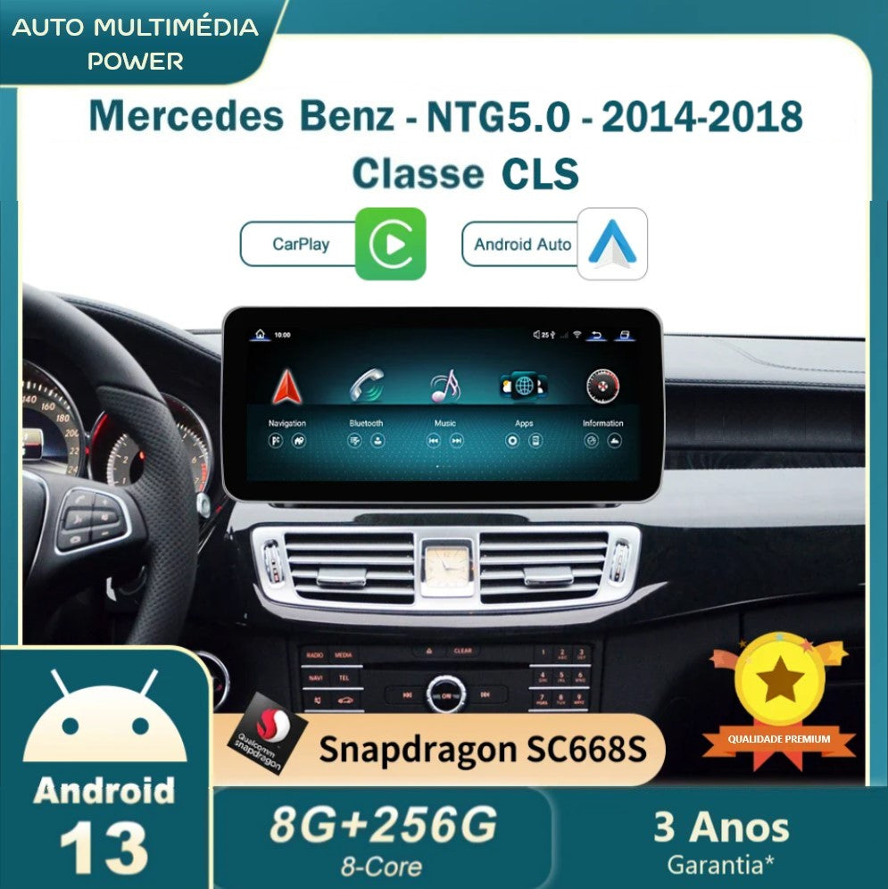 MERCEDES-BENZ - Classe CLS - Ecrã Touch Screen Android 13 - Apple CarPlay & Google Android Auto Wireless