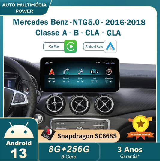 MERCEDES-BENZ - Classe A / B / CLA / GLA - Ecrã Touch Screen Android 13 - Apple CarPlay & Google Android Auto Wireless