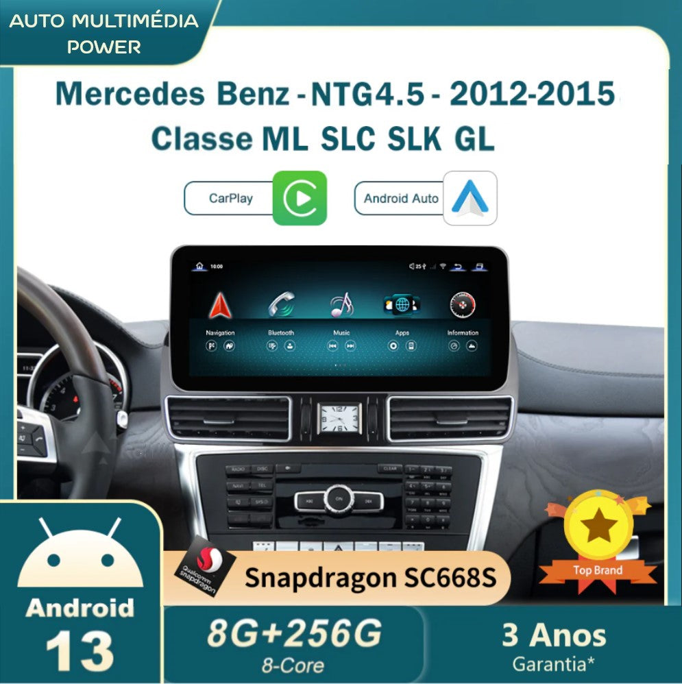 MERCEDES-BENZ - Classe ML / GL / SLC / SLK - Ecrã Touch Screen Android 13 - Apple CarPlay & Google Android Auto Wireless