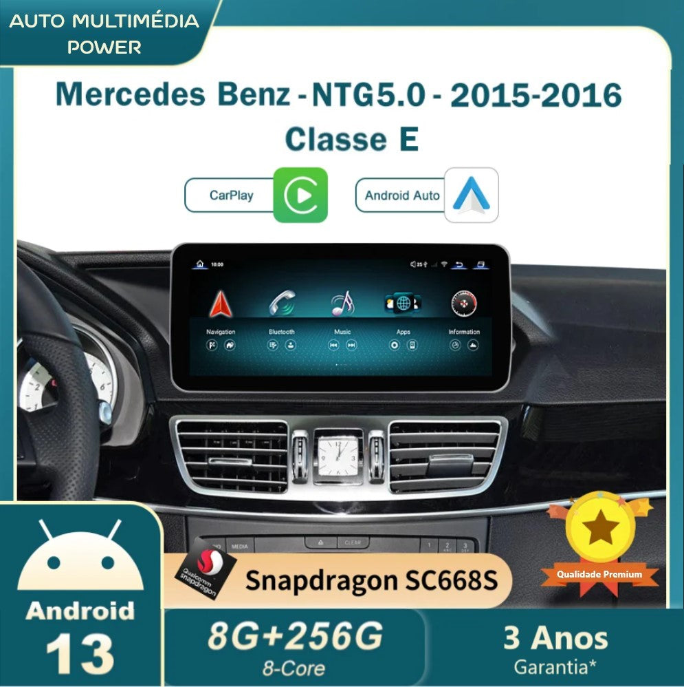 MERCEDES-BENZ - Classe E - Ecrã Touch Screen Android 13 - Apple CarPlay & Google Android Auto Wireless