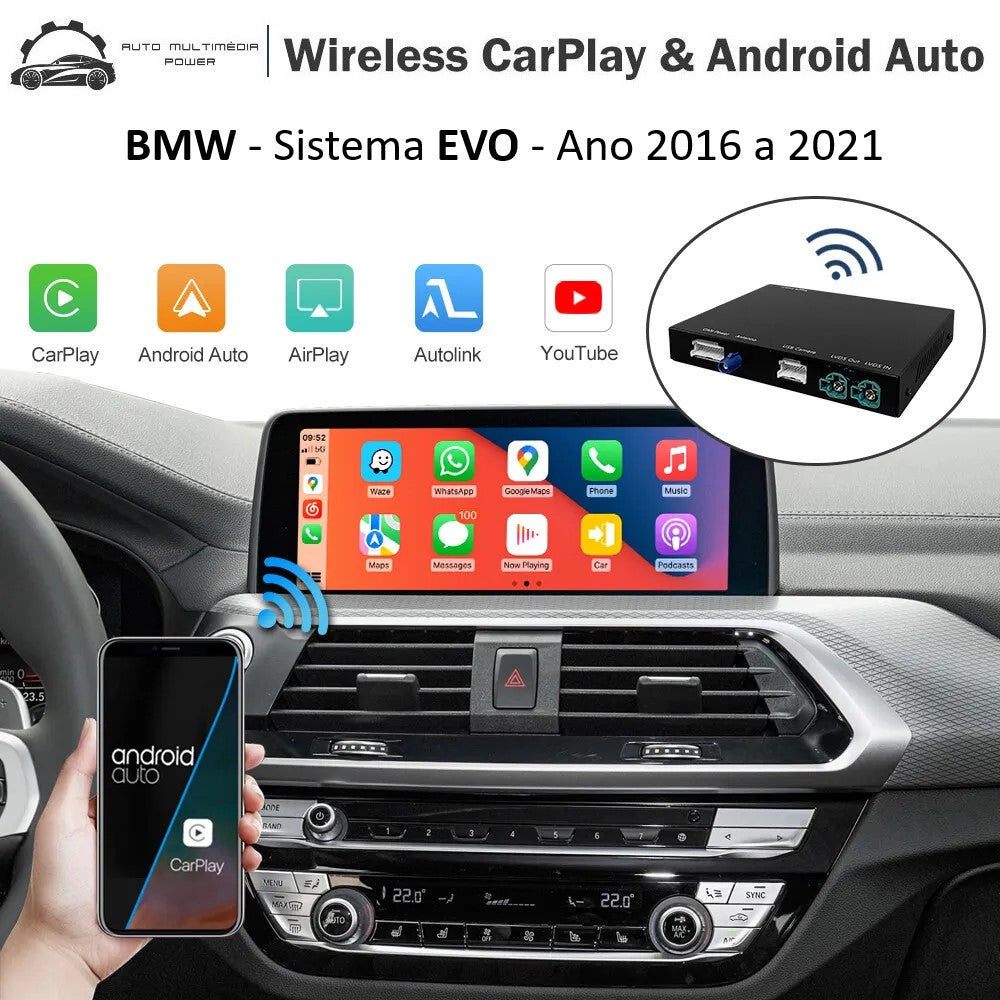 BMW - Sistema EVO ID5 & ID6 - Instalação Função Apple CarPlay & Google Android Auto Wireless