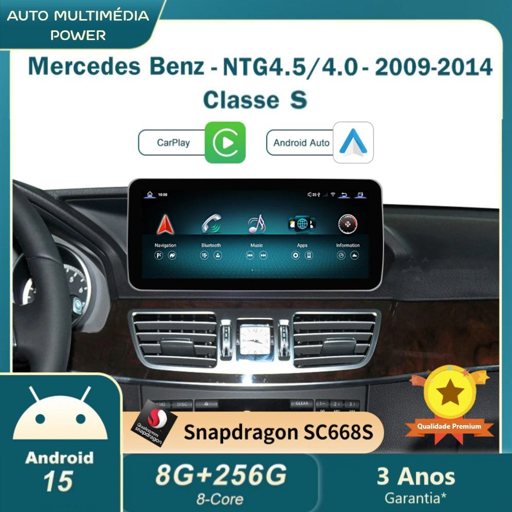 MERCEDES-BENZ - Classe S - Ecrã Touch Screen Android 15 - Apple CarPlay & Google Android Auto Wireless