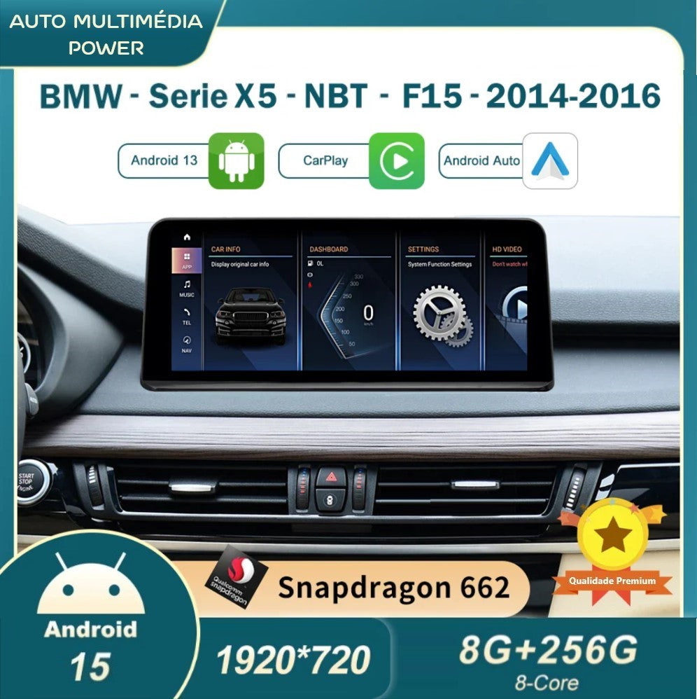 BMW - X5 / X6 - CCC CIC NBT - Ecrã Touch Screen Android 15 - Apple CarPlay & Google Android Auto Wireless