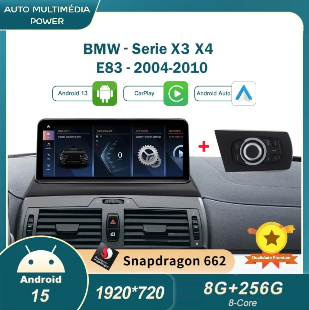 BMW - X3 / X4 - CIC NBT EVO - Ecrã Touch Screen Android 15 - Apple CarPlay & Google Android Auto Wireless