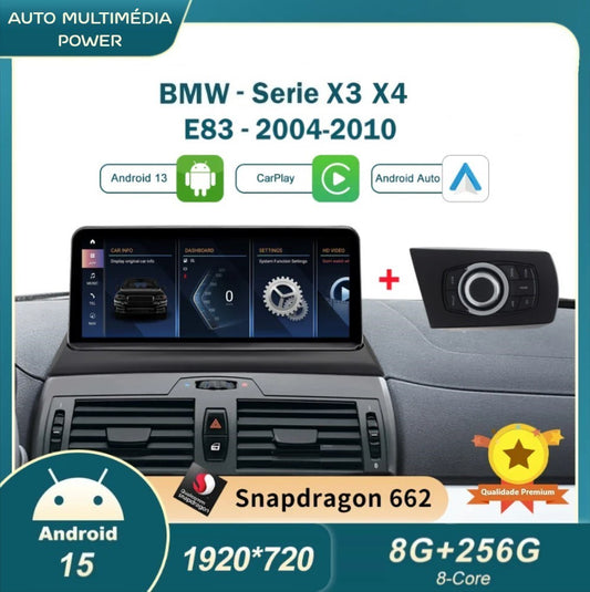 BMW - X3 / X4 - CIC NBT EVO - Ecrã Touch Screen Android 15 - Apple CarPlay & Google Android Auto Wireless