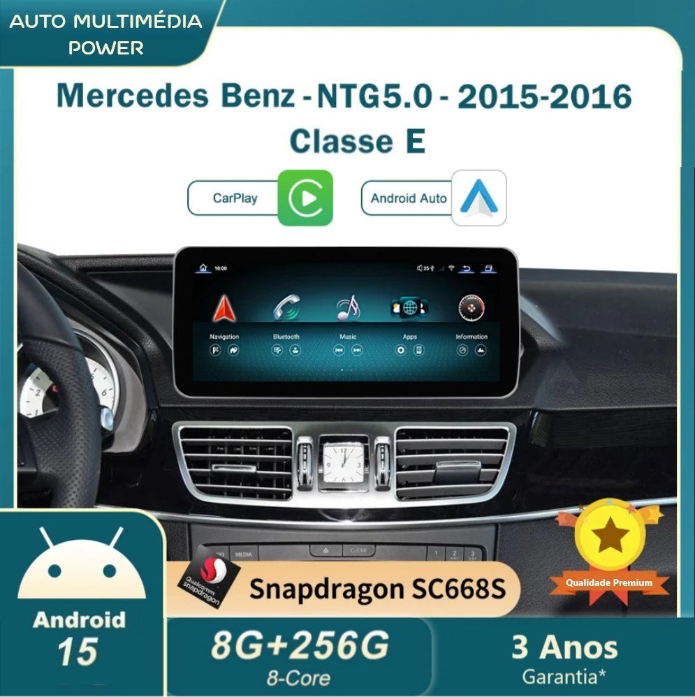 MERCEDES-BENZ - Classe E - Ecrã Touch Screen Android 15 - Apple CarPlay & Google Android Auto Wireless
