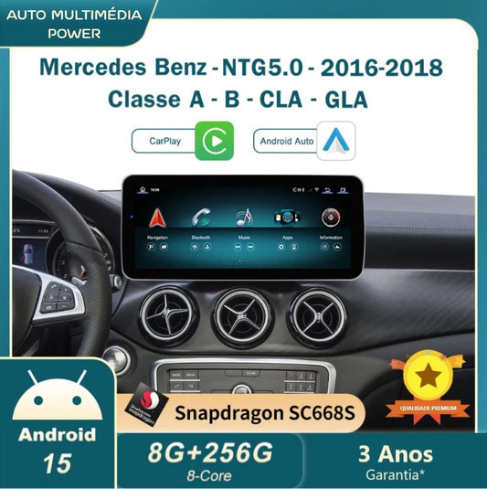 MERCEDES-BENZ - Classe A / B / CLA / GLA - Ecrã Touch Screen Android 15 - Apple CarPlay & Google Android Auto Wireless