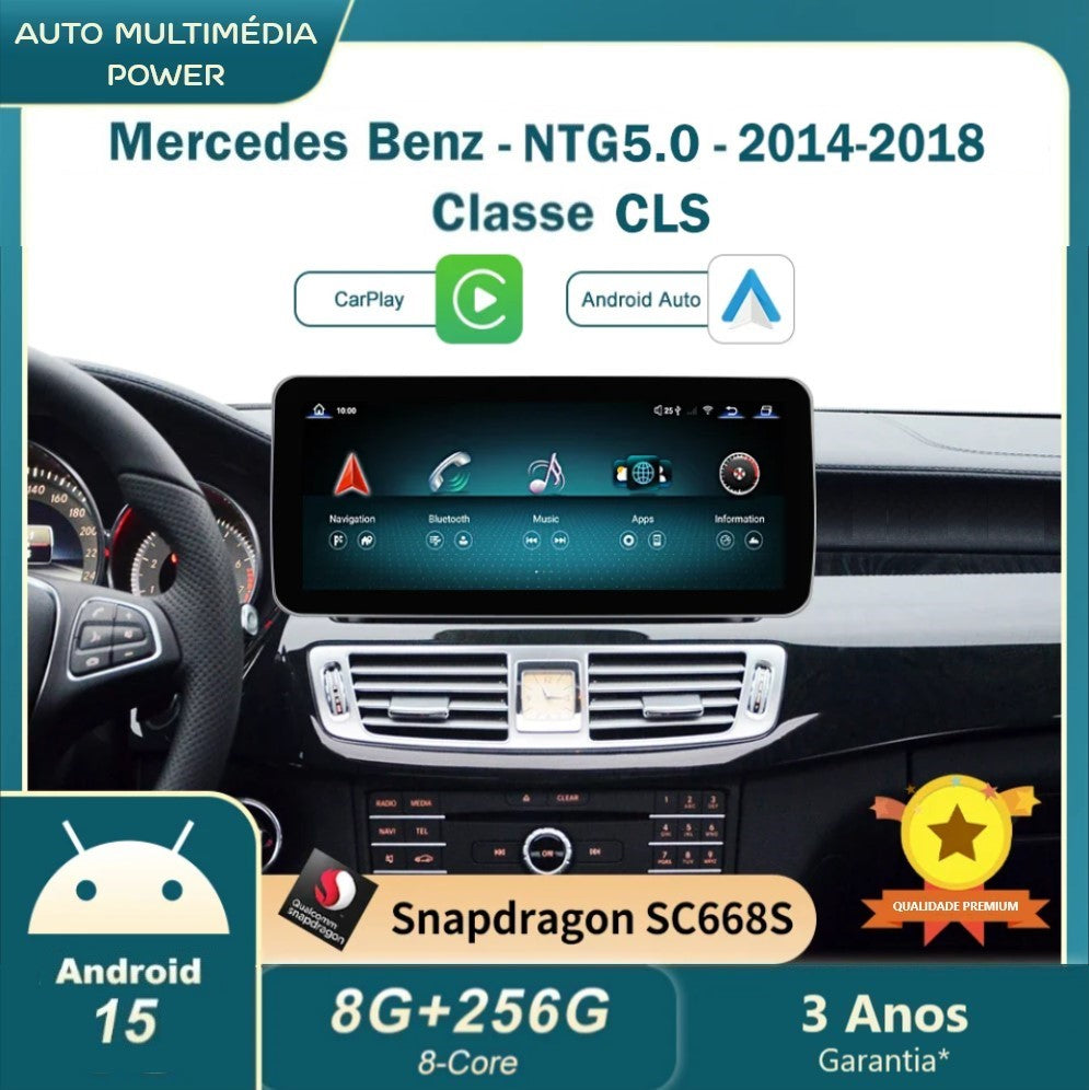 MERCEDES-BENZ - Classe CLS - Ecrã Touch Screen Android 15 - Apple CarPlay & Google Android Auto Wireless