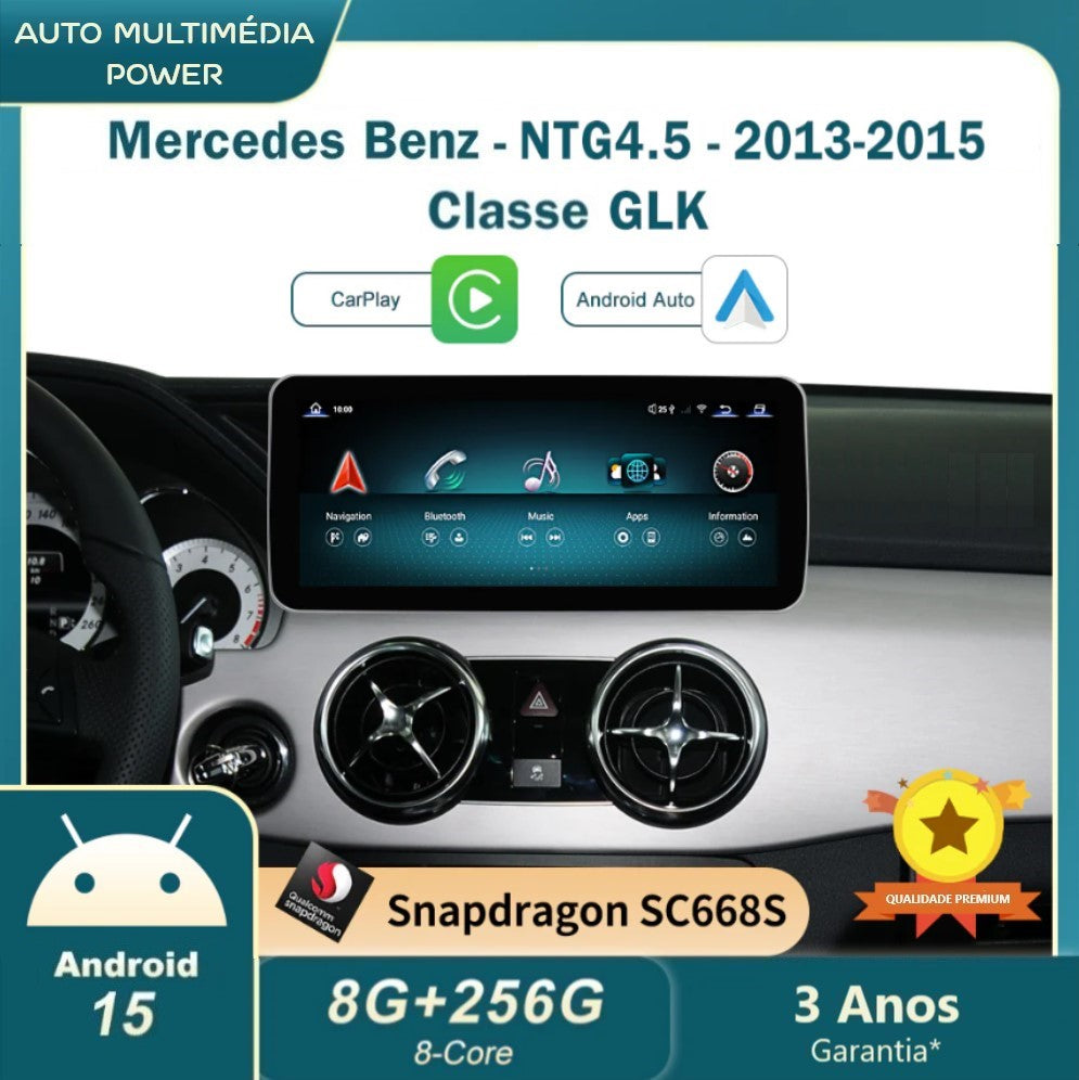 MERCEDES-BENZ - Classe GLK - Ecrã Touch Screen Android 15 - Apple CarPlay & Google Android Auto Wireless