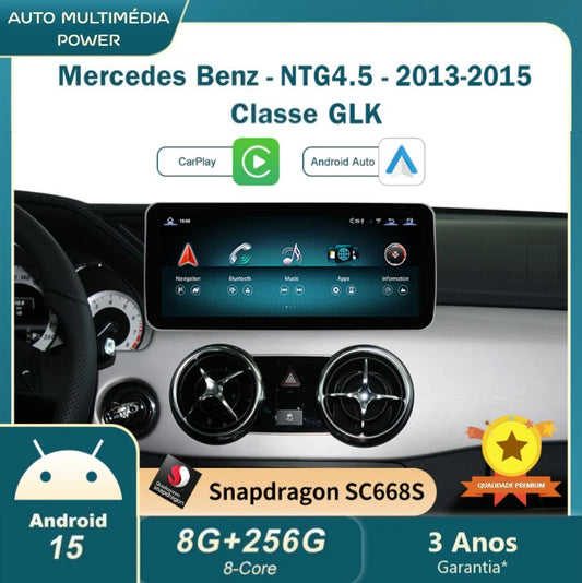 MERCEDES-BENZ - Classe GLK - Ecrã Touch Screen Android 15 - Apple CarPlay & Google Android Auto Wireless