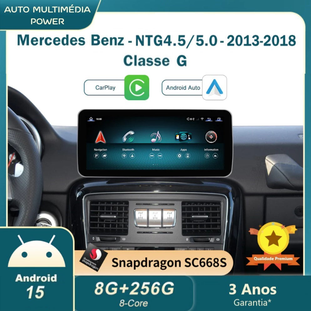 MERCEDES-BENZ - Classe G - Ecrã Touch Screen Android 15 - Apple CarPlay & Google Android Auto Wireless