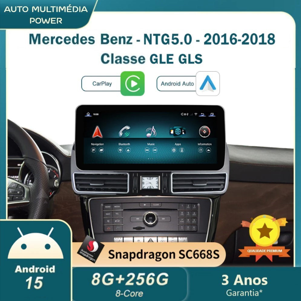 MERCEDES-BENZ - Classe GLE / GLS - Ecrã Touch Screen Android 15 - Apple CarPlay & Google Android Auto Wireless