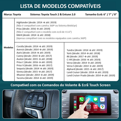 TOYOTA - Sistema Touch 2 & Entune 2.0 - Instalação Função CarPlay & AndroidAuto Wireless