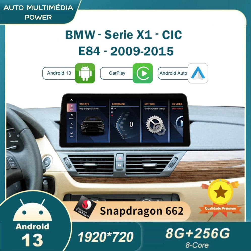 BMW - X1 - CIC NBT EVO - Ecrã Touch Screen Android 13 - Apple CarPlay & Google Android Auto Wireless