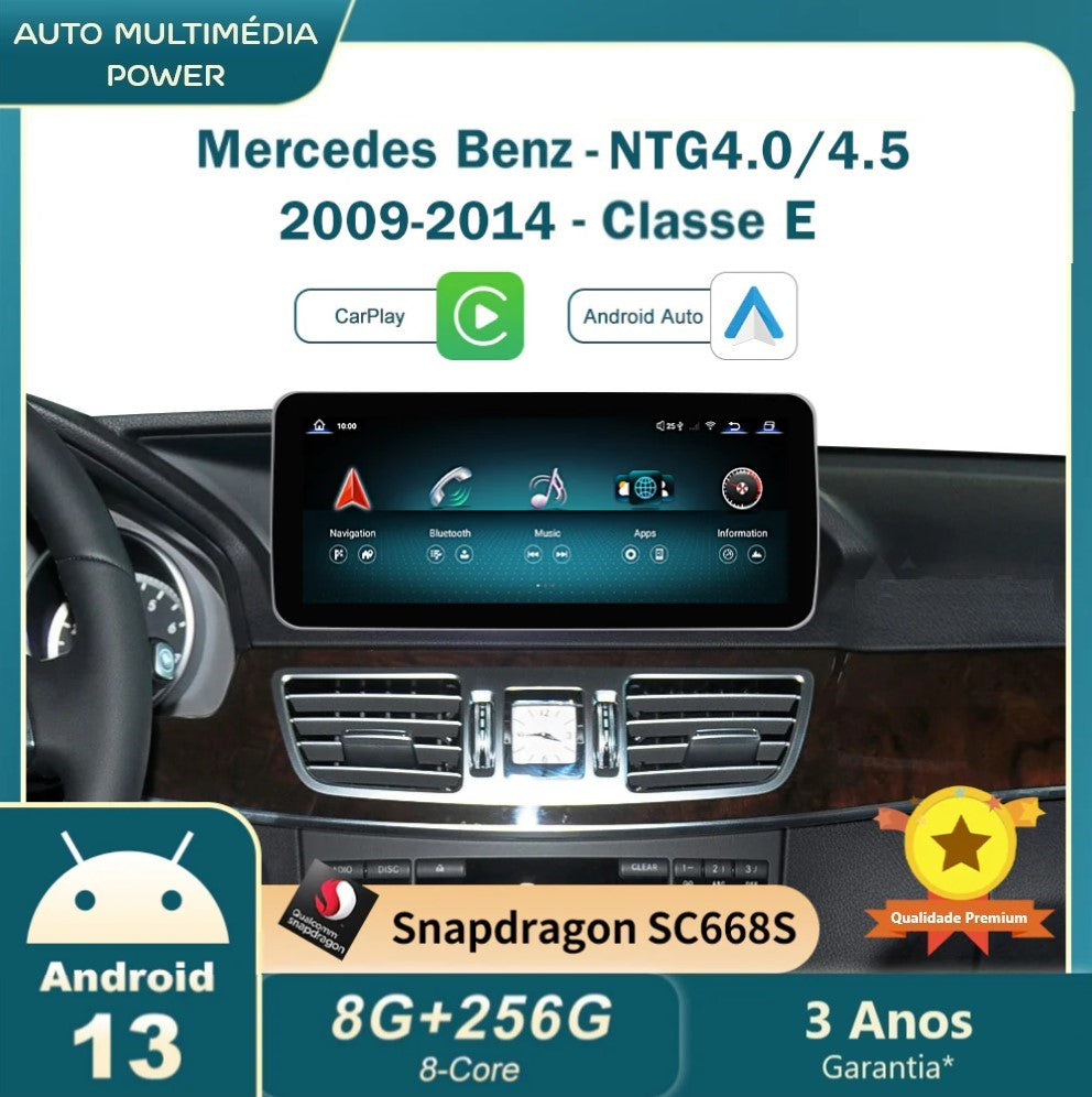 MERCEDES-BENZ - Classe E - Ecrã Touch Screen Android 13 - Apple CarPlay & Google Android Auto Wireless