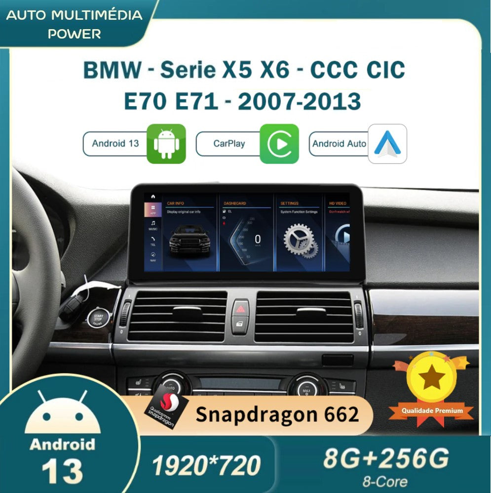 BMW - X5 / X6 - CCC CIC NBT - Ecrã Touch Screen Android 13 - Apple CarPlay & Google Android Auto Wireless