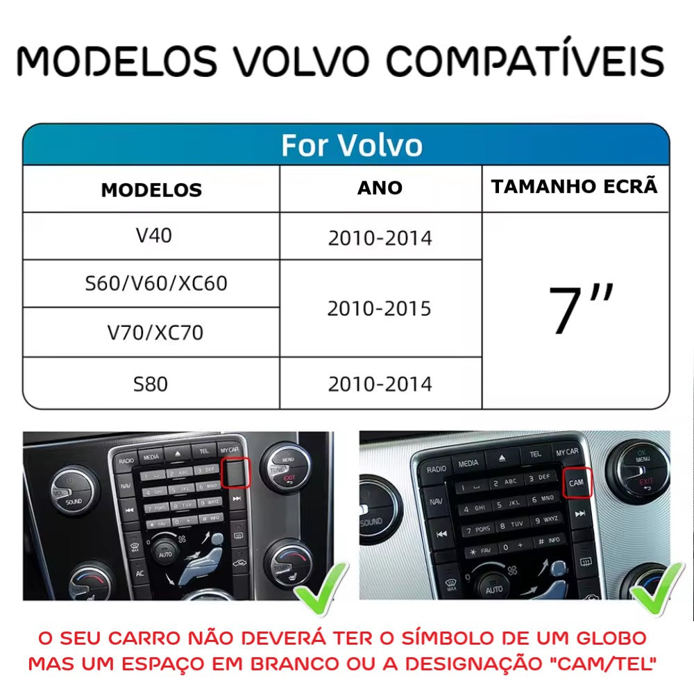 VOLVO - Sistema RTI Sensus Touch IAM 2.1 - Função Apple CarPlay & Google Android Auto Wireless