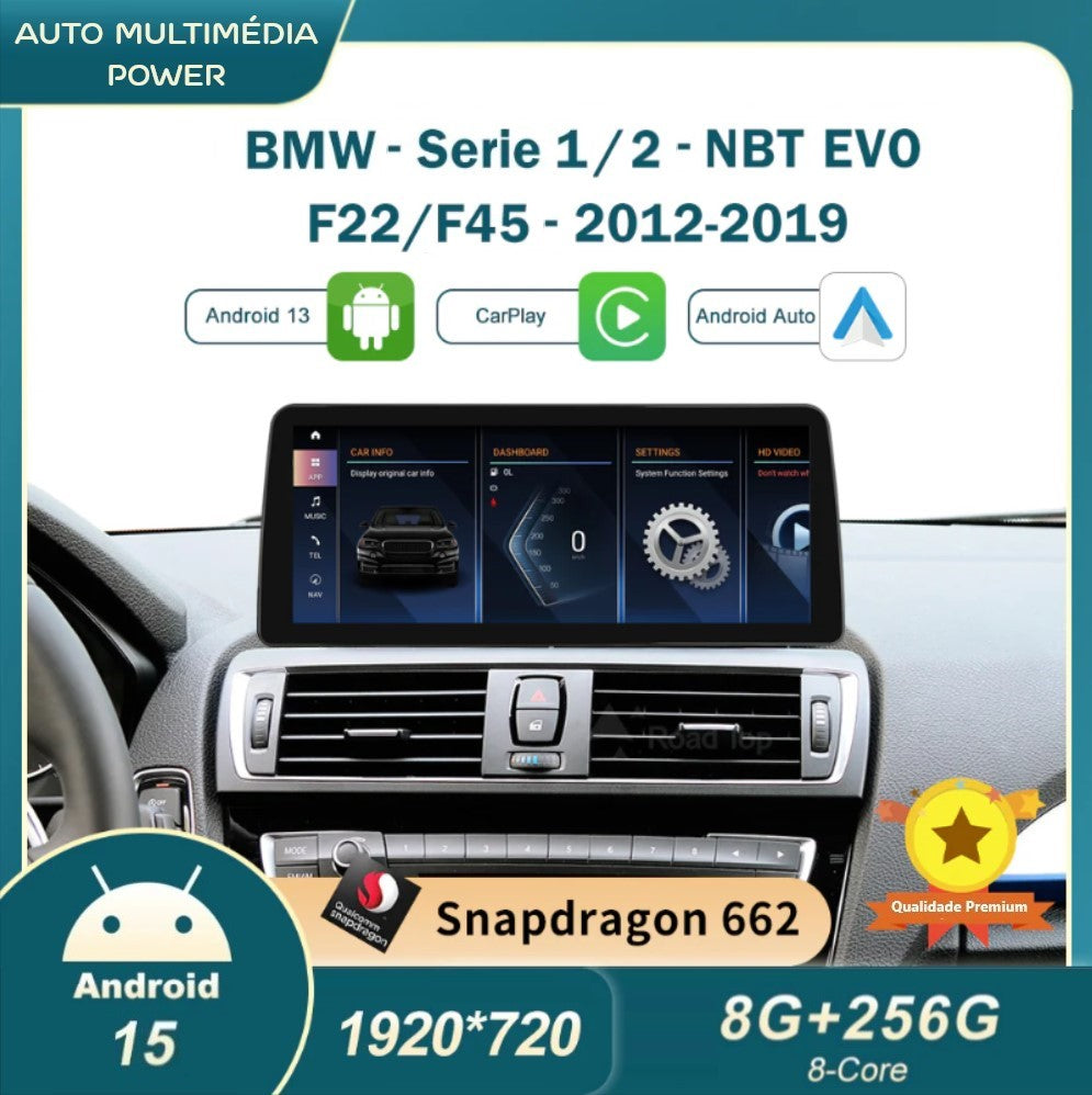 BMW - Série 1 / 2 - CCC CIC NBT EVO - Ecrã Touch Screen Android 15 - Apple CarPlay & Google Android Auto Wireless